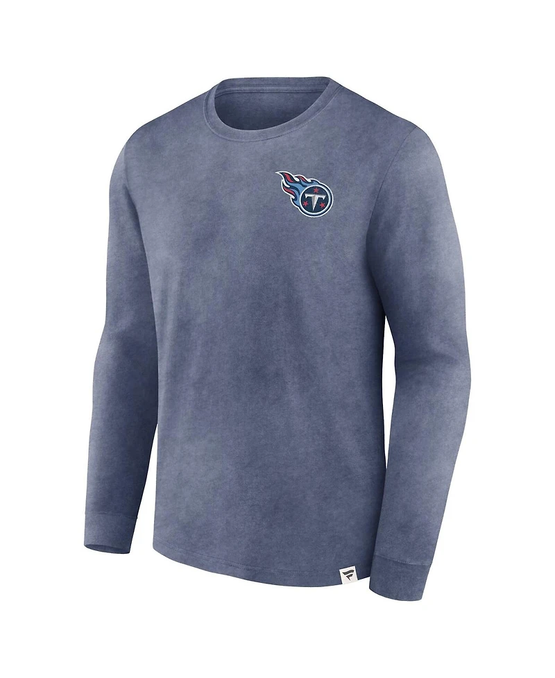 Fanatics Men's Heather Navy Tennessee Titans Heritage Snow Wash Long Sleeve T-Shirt