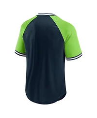 Fanatics Men's College Navy/Neon Green Seattle Seahawks Hashmark Raglan T-Shirt