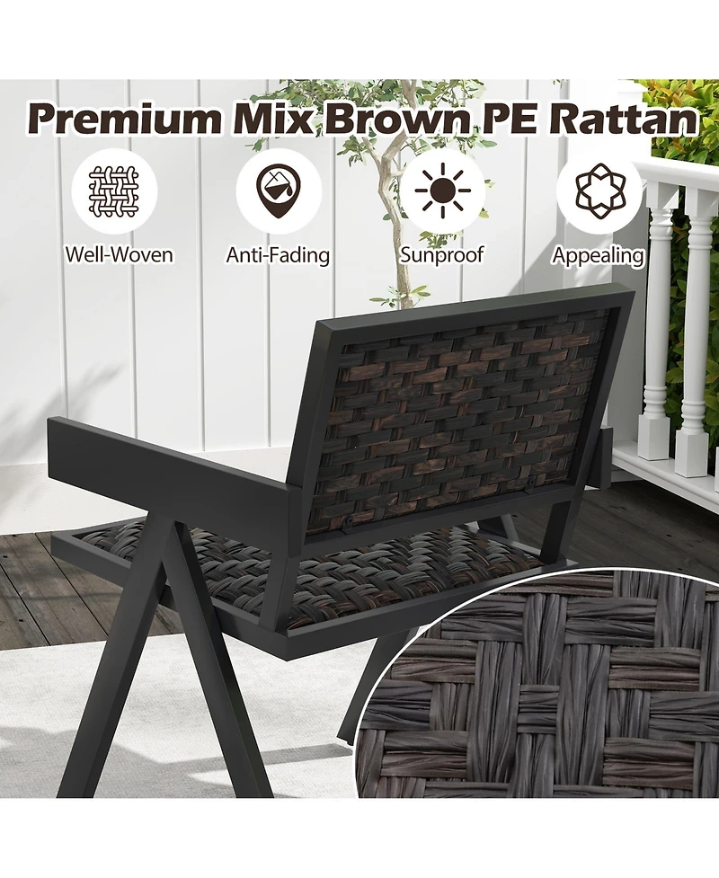 Gouun 3 Pieces Patio Wicker Bistro Set with Quick-Drying Foam