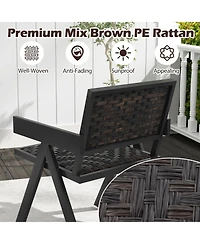 Gouun 3 Pieces Patio Wicker Bistro Set with Quick-Drying Foam