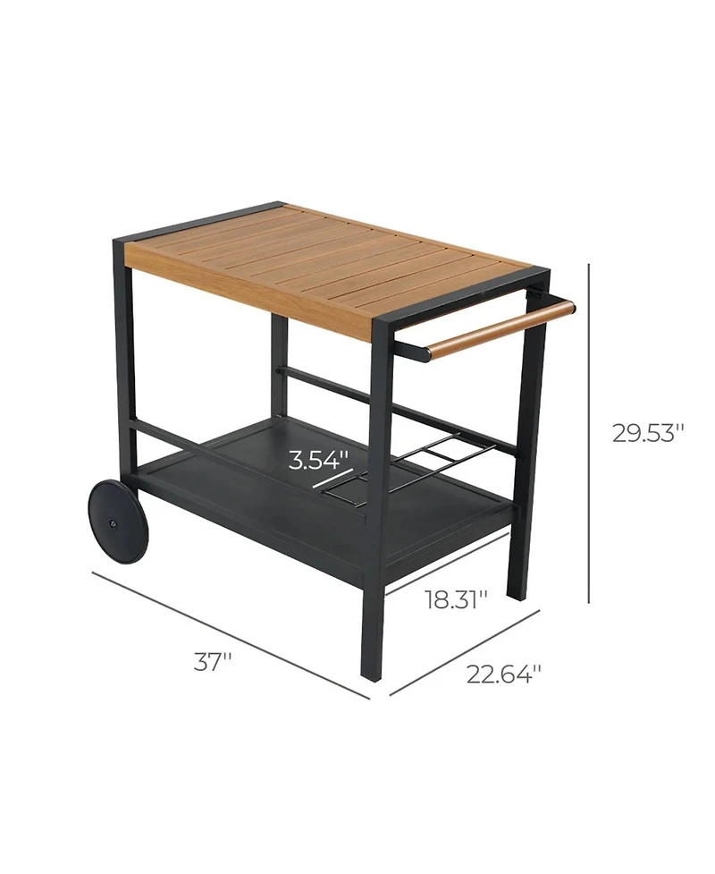 Mondawe Aluminum 29“ High Wine Trolley, Multi functional Storage Space With Wheels Bar Cart