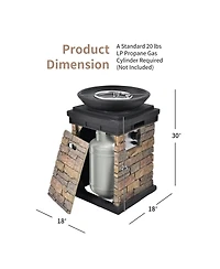 Mondawe 30" Stone-Look Fire Column - 40K Btu, Hidden Tank Design