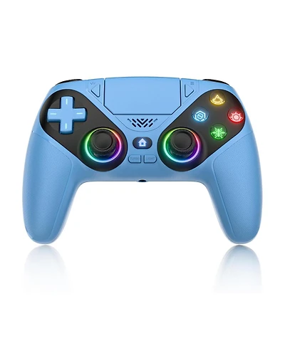 Nbcp Rgb Wireless Controller for PS5/Pc, Bluetooth, Dynamic Vibration, 6-Axis Motion, 3.5mm Audio Jack, Turbo, 1000mAh Battery, Speaker - Blue