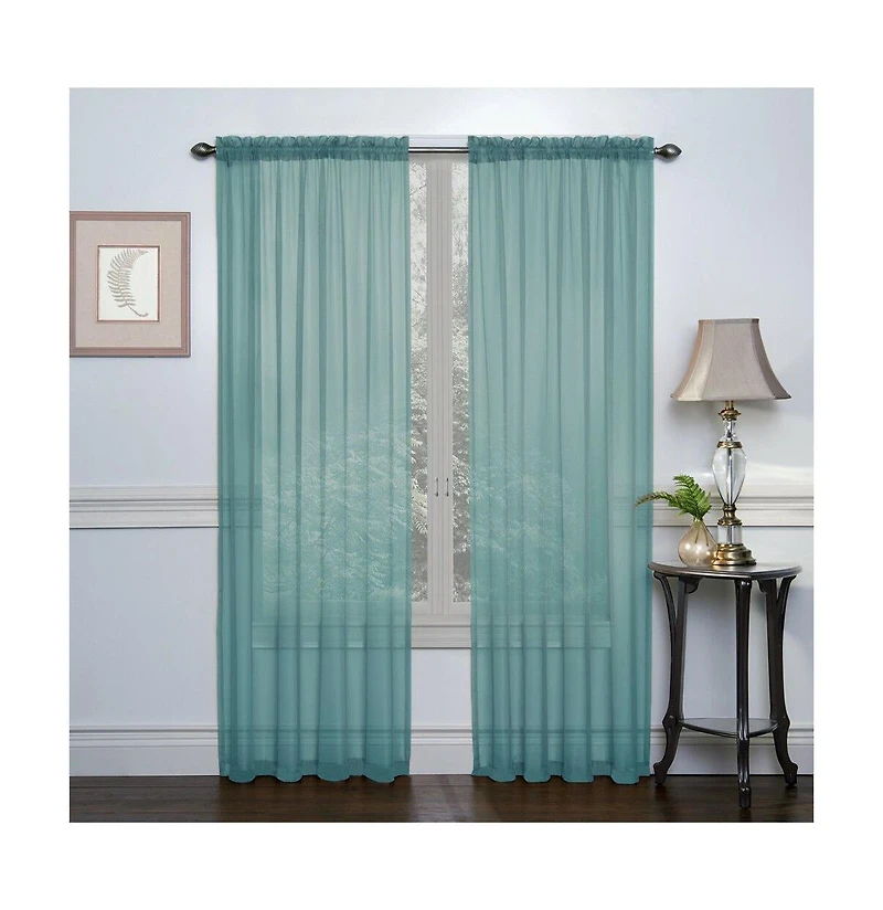 Kate Auroras Turquoise Premium Semi Sheer Voile Curtain Pair - 52 in. W x 84 in. L