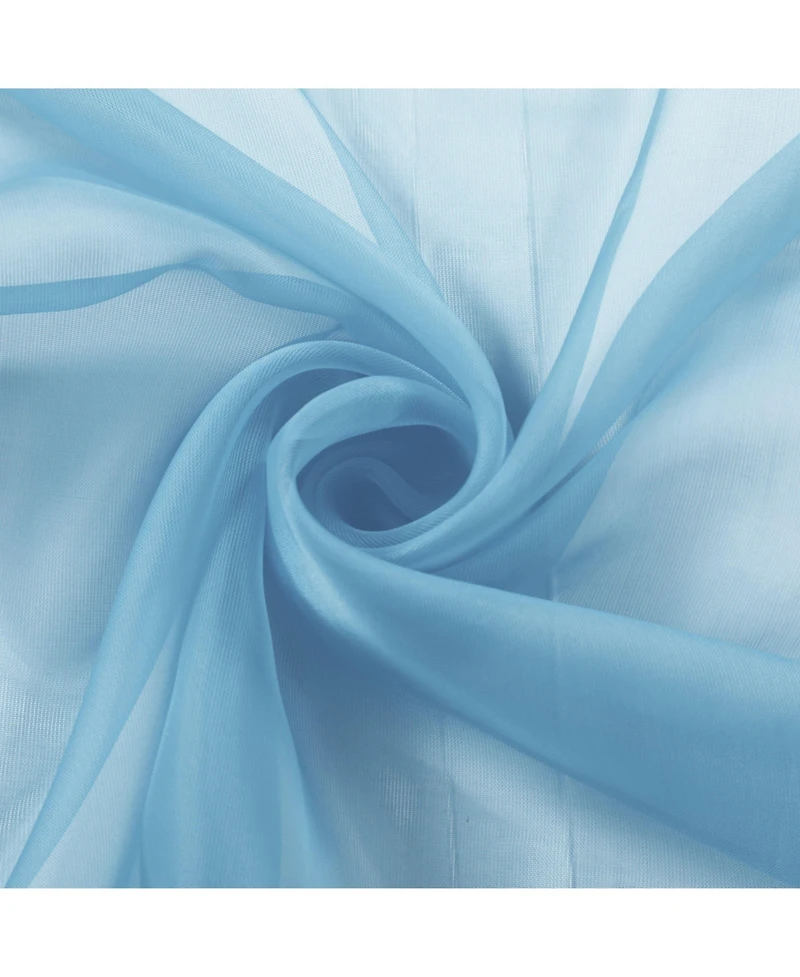 Kate Aurora Extra Long 1 Piece Baby Blue Lightweight Rod Pocket Transparent Backdrop Sheer Window Curtain - 90 in. Long