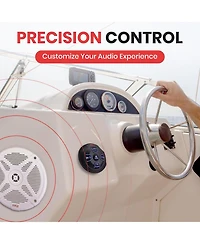 Pyle Dual 6.5” Waterproof Marine Speaker Kit with Wireless Bt Receiver & Handheld Microphone for Onboard Audio System (White)