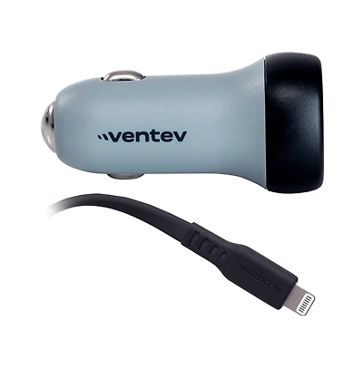 Ventev 30W Ultrafast Usb C Universal Car Charger and Usb C to Apple Lightning Cable-Gray