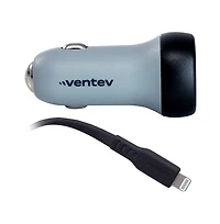 Ventev 30W Ultrafast Usb C Universal Car Charger and Usb C to Apple Lightning Cable-Gray