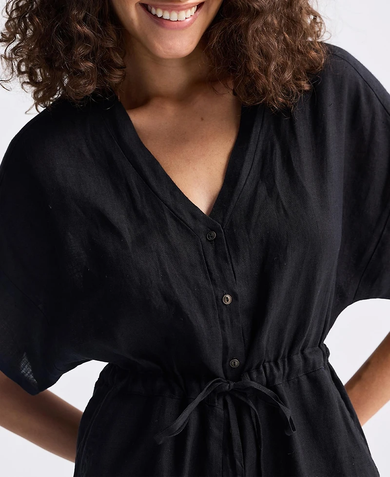 Reistor Women's V neck Drawstring Romper