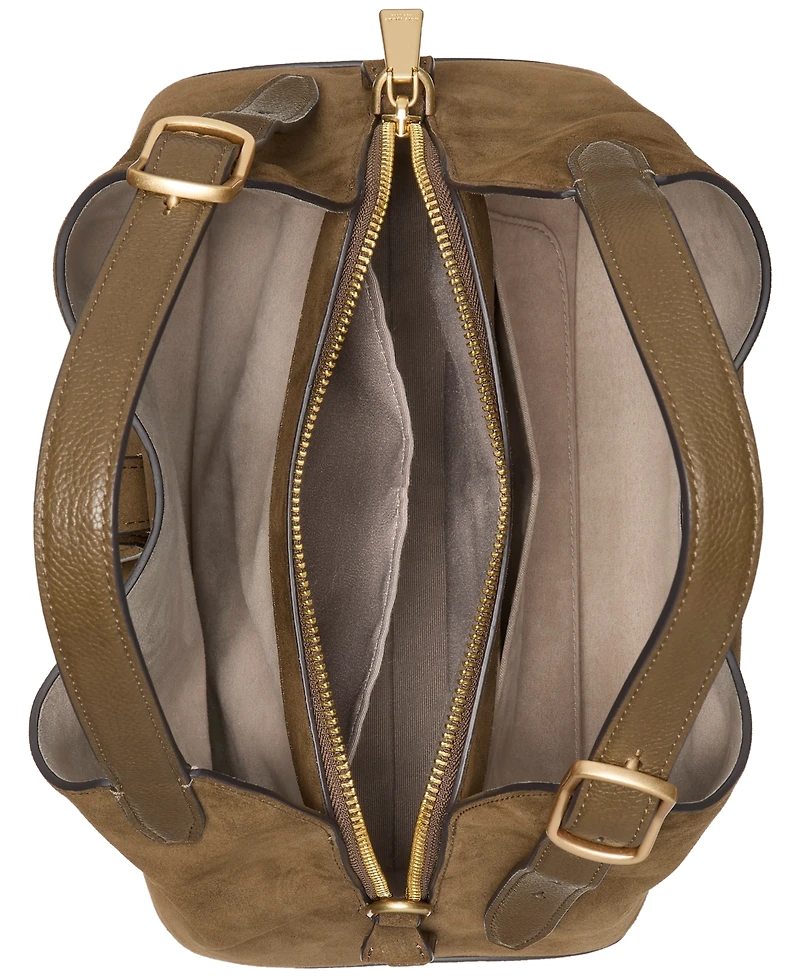 kate spade new york Deco Small Pebbled Leather & Suede Crossbody Tote