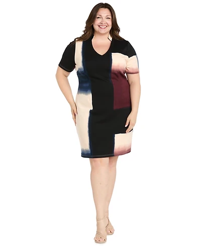 R & M Richards Plus Placement Print Scuba Dress
