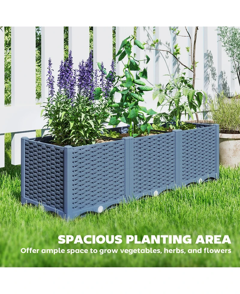 Outsunny 4 x 1 ft Plastic Garden Box w/Drainage Holes,