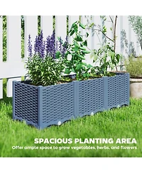 Outsunny 4 x 1 ft Plastic Garden Box w/Drainage Holes,