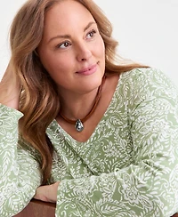 Style & Co Plus Printed Long-Sleeve Top, Macy's Exclusive