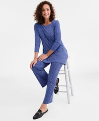 Jm Collection Womens Emma Printed 3 4 Sleeve Swing Tunic Emma Printed Wide Leg Pants Macys Exclusive
