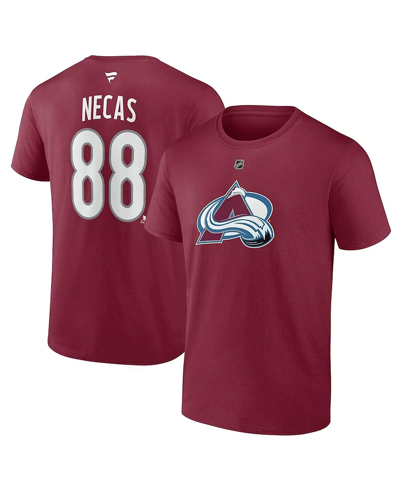 Fanatics Men's Martin Necas Burgundy Colorado Avalanche Authentic Stack Name Number T-Shirt