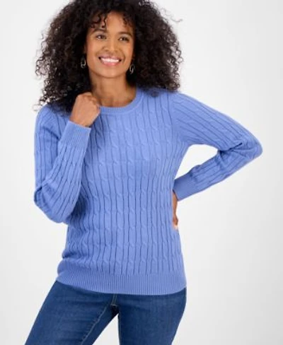Style Co Womens Cotton Cable Knit Crewneck Sweater Pxs 4x Created For Macys