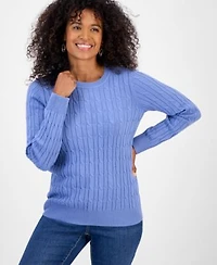 Style Co Womens Cotton Cable Knit Crewneck Sweater Pxs 4x Created For Macys