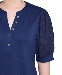 Ny Collection Petite Puff Elbow Sleeve Top