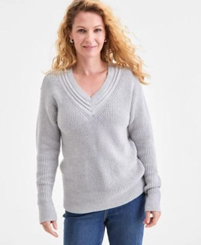 Style Co Womens V Neck Long Sleeve Sweater Macys Exclusive