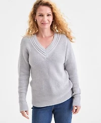 Style Co Womens V Neck Long Sleeve Sweater Macys Exclusive