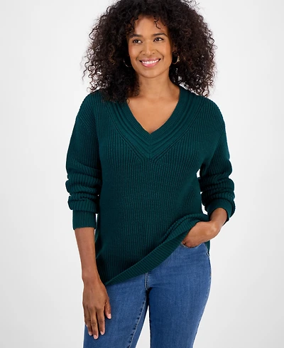 Style & Co Women's V-Neck Long-Sleeve Sweater, Macy's Exclusive