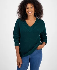Style & Co Women's V-Neck Long-Sleeve Sweater, Macy's Exclusive
