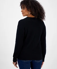 Style & Co Petite Textured Stitch V-Neck Sweater, Macy's Exclusive