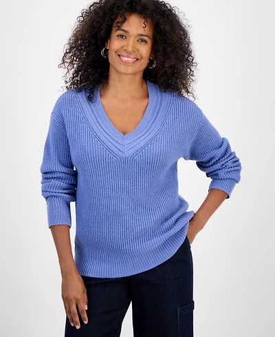 Style & Co Women's V-Neck Long-Sleeve Sweater, Macy's Exclusive