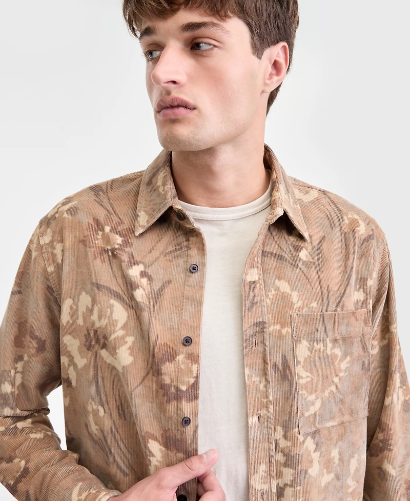 Sun + Stone Men's Woods Long-Sleeve Cotton Shirt, Macy's Exclusive