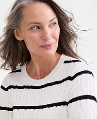 Style & Co Women's Cotton Cable-Knit Crewneck Sweater, Created for Macy's