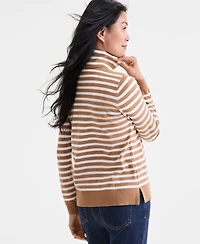 Style & Co Women's Striped Turtleneck Long-Sleeve Sweater, Macy's Exclusive