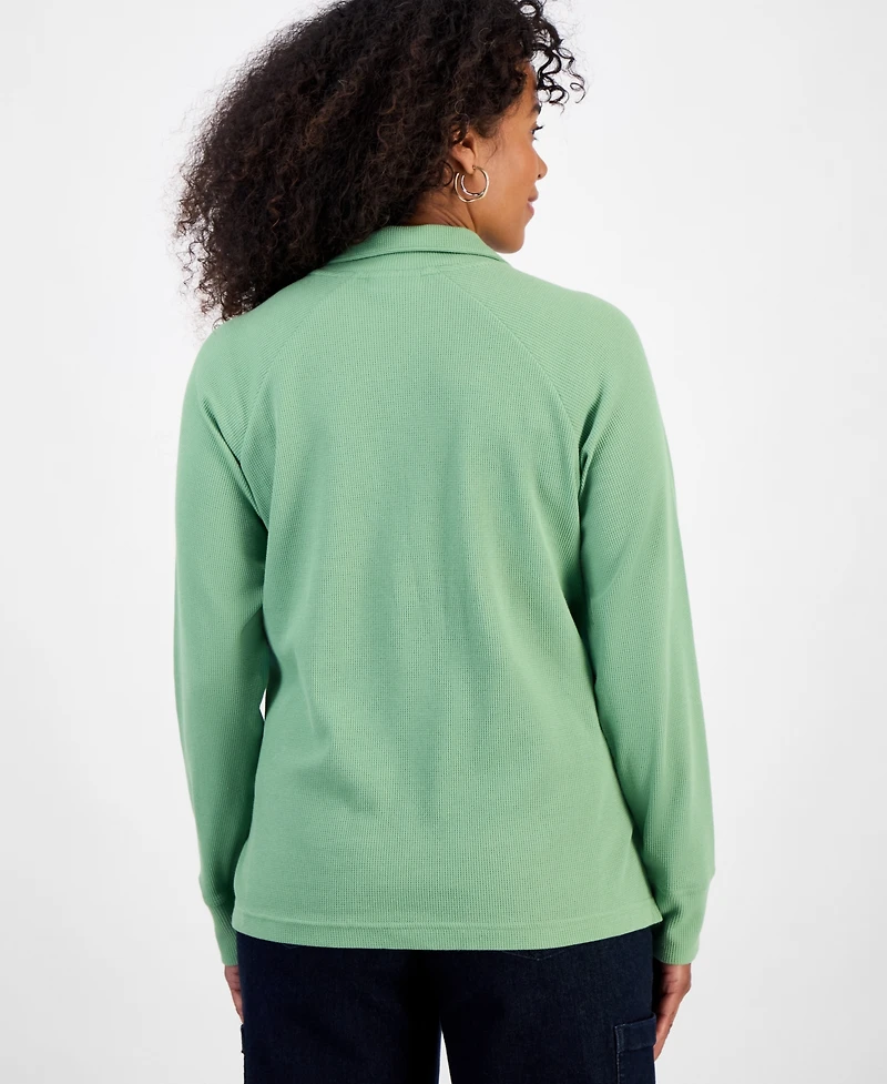 Style & Co Women's Waffle-Knit Quarter Zip Top, Macy's Exclusive