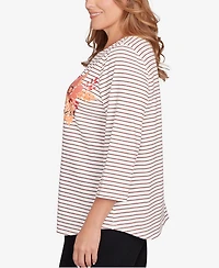 Ruby Rd. Plus Fall Harvest Striped Knit Top