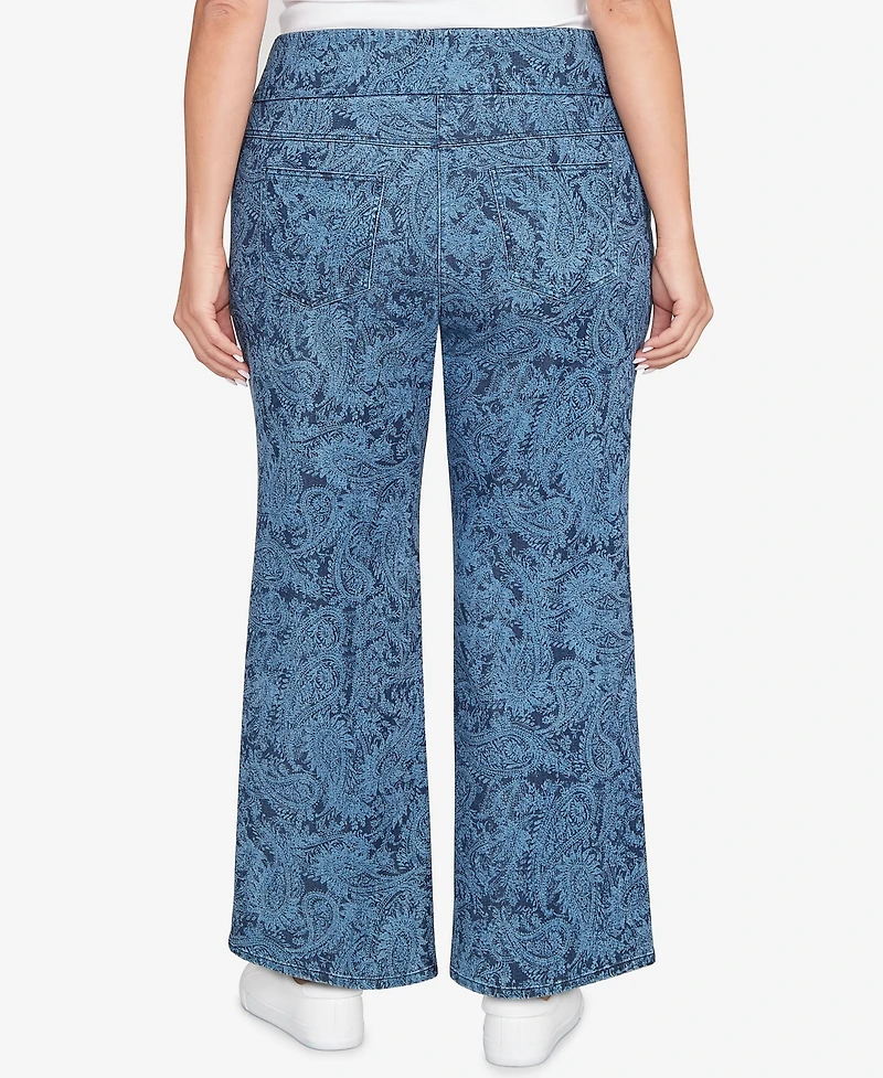 Ruby Rd. Plus Paisley Stretch Denim Pull-On Ankle Jeans