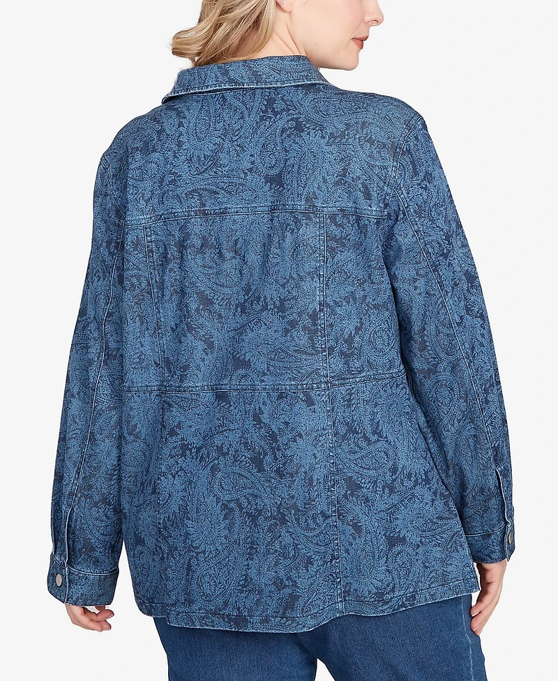 Ruby Rd. Plus Size Wide Leg Floral Cutout Jacket