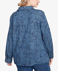 Ruby Rd. Plus Size Wide Leg Floral Cutout Jacket