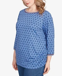Ruby Rd. Plus Stripe Tipped Monotone Textured Top