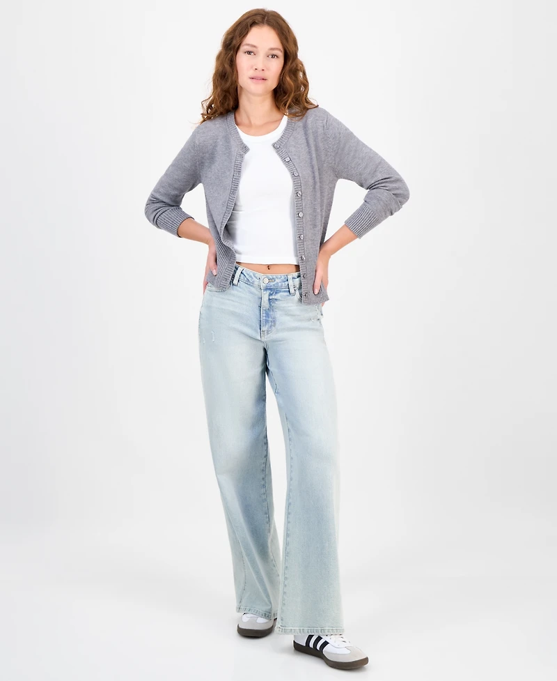 Madden Girl Juniors' High-Rib Button-Front Lady Cardigan