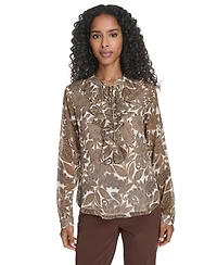 Tommy Hilfiger Women's Paisley Ruffle Long Sleeve Blouse