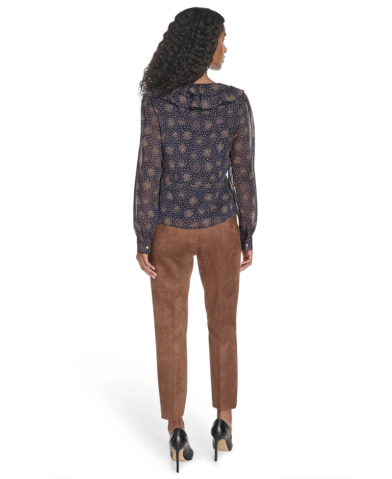 Tommy Hilfiger Women's Posy Ruffle Long Sleeve Blouse