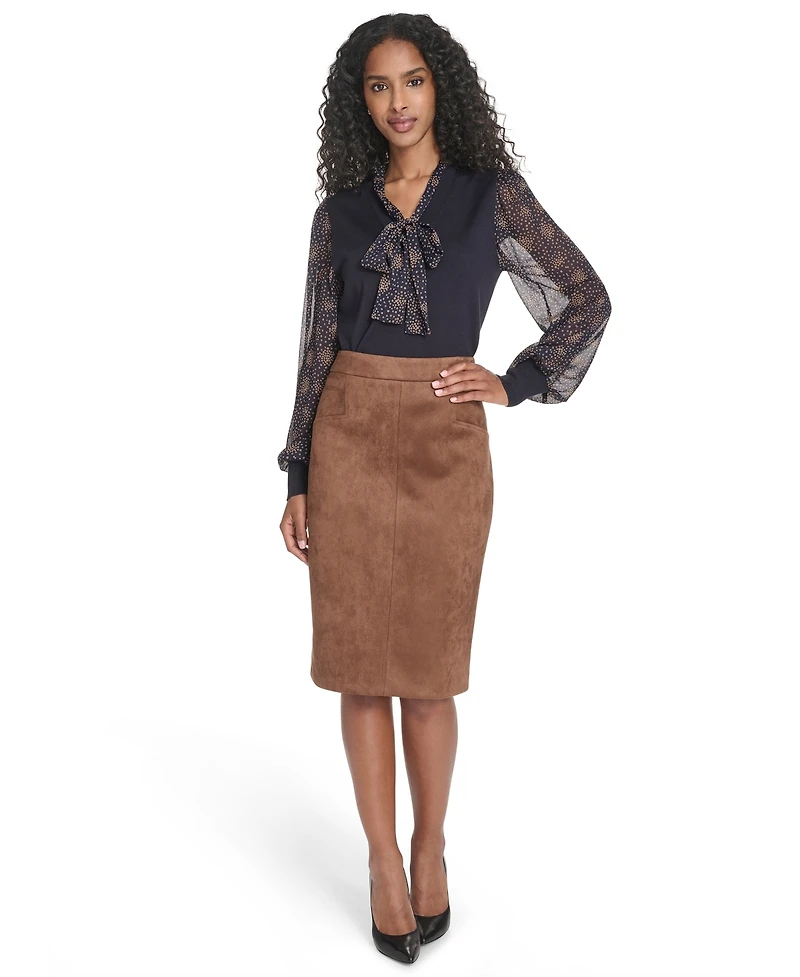 Tommy Hilfiger Women's Scuba Suede Knee Length Pencil Skirt