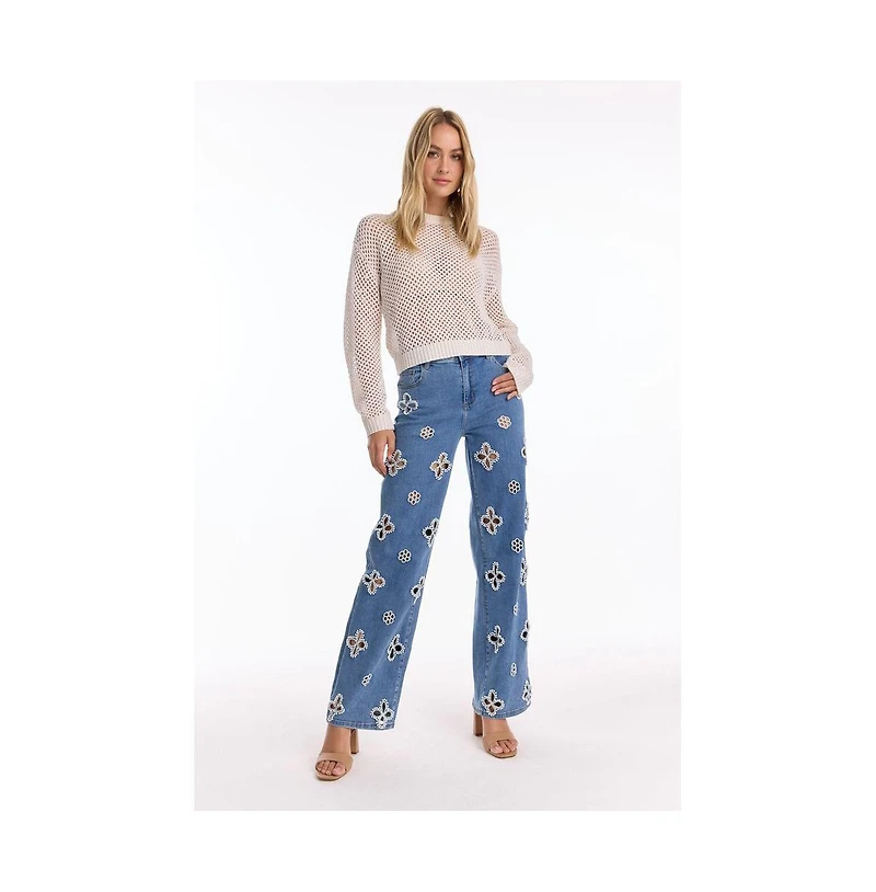 The Noli Shop Women's Kaia Pearl High Rise Jean