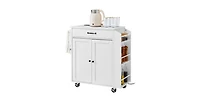 Slickblue Mobile Kitchen Island with Charging Station, Storage Cabinet, and Locking Wheels