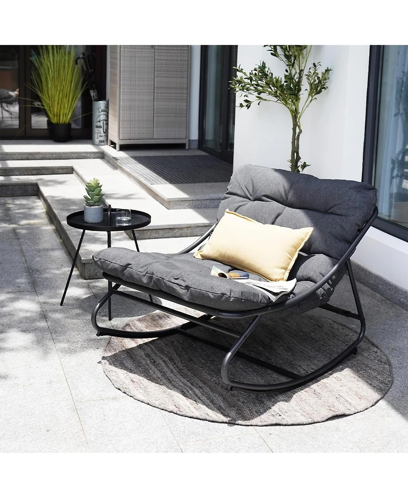 Mondawe Modern Armless Rocking Chair W/ Breathable Mesh Plush Cushion Steel Frame Package style seat