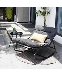 Mondawe Modern Armless Rocking Chair W/ Breathable Mesh Plush Cushion Steel Frame Package style seat
