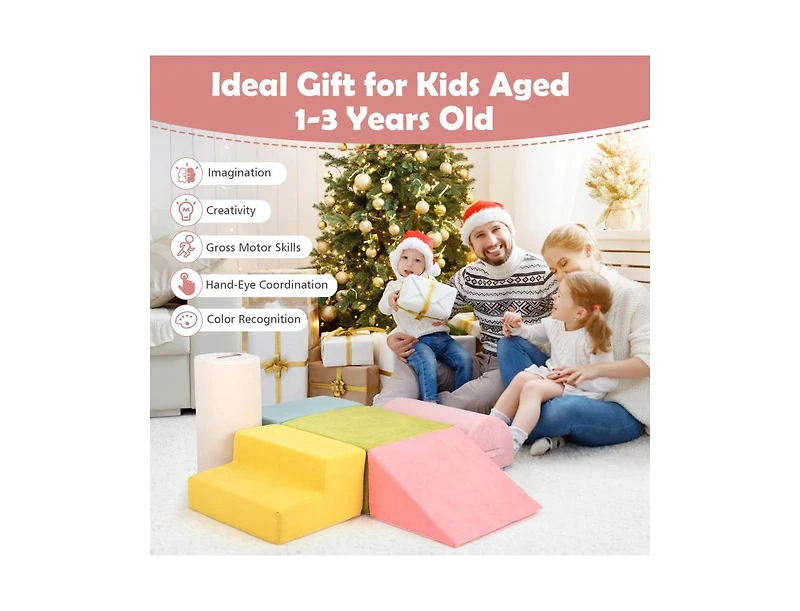 Akiudex 6-Piece Baby Climbing Blocks with 30D High-Density Foam and Carrying Handles