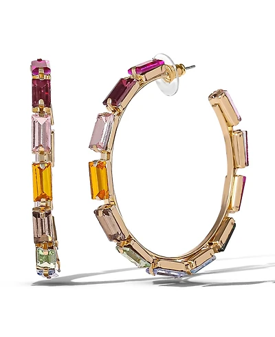 Jessica Simpson Multicolor Gemstone Hoop Earrings