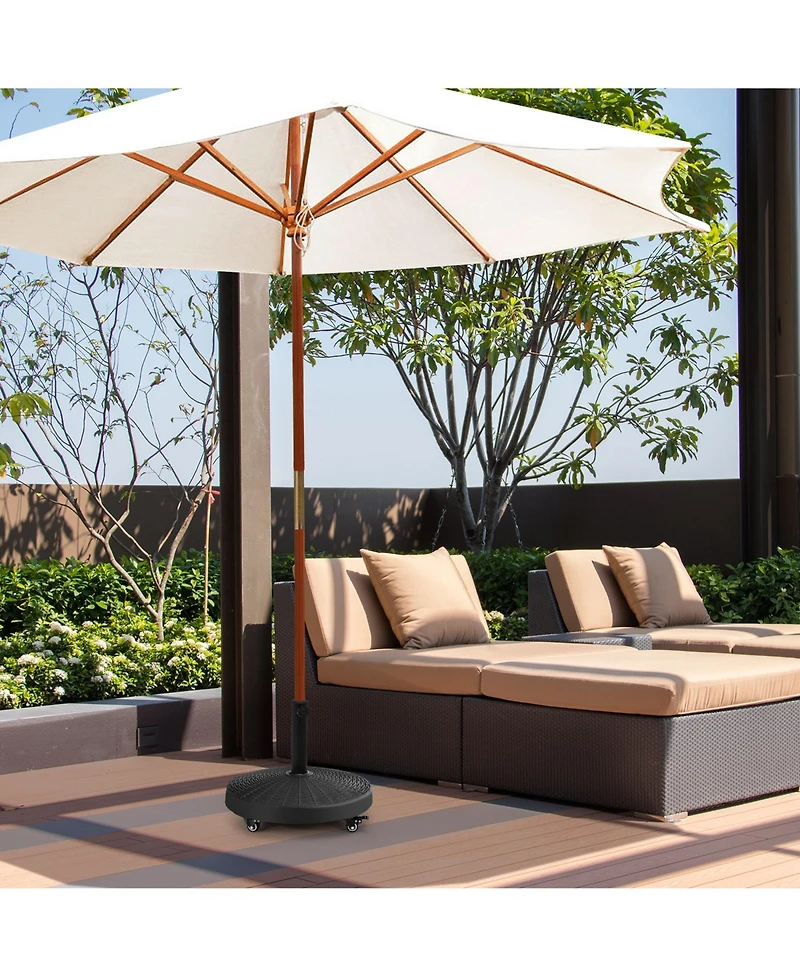 Gymax 50 lbs Round Resin Patio Umbrella Base Stand Holder w/ Lockable Wheels