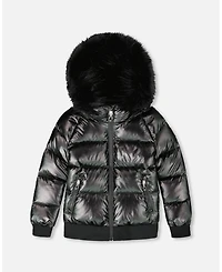 Deux par Big Boys Black Quilted Bomber-Style Winter Coat